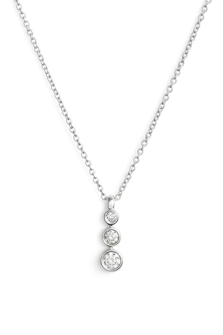 Triple Bezel Diamond Pendant Necklace, Main, color, WHITE GOLD
