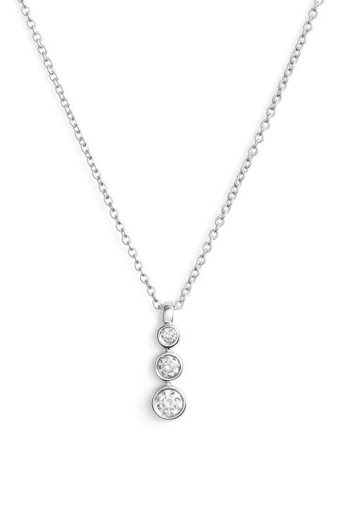 Triple Bezel Diamond Pendant Necklace