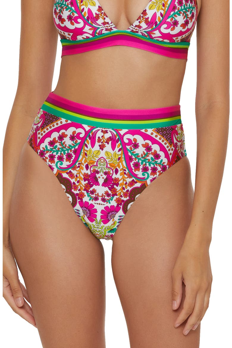 High Waist Bikini Bottoms, Main, color, PINK MULTI