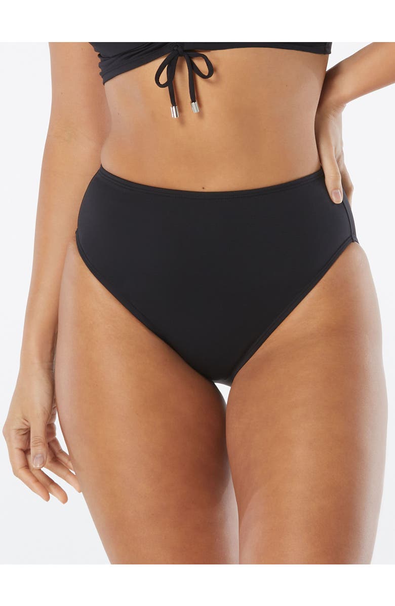 COCO REEF Solid High Esteem High Leg High Waist Bikini Bottom, Main, color, Cast-Black