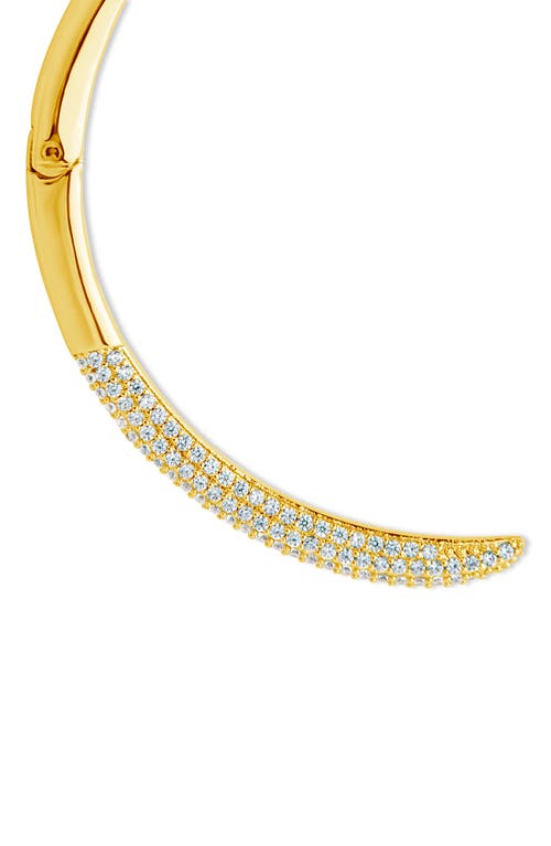 Sterling Forever Cz Open Spike Cuff Bracelet In Gold