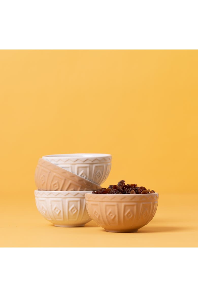 Cane Mini Prep Bowl Set, 4 Durable Stoneware Bowls for Kitchen Prep, Alternate, color, Beige