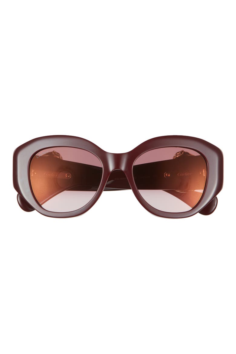 53mm Gradient Butterfly Sunglasses, Main, color, BURGUNDY