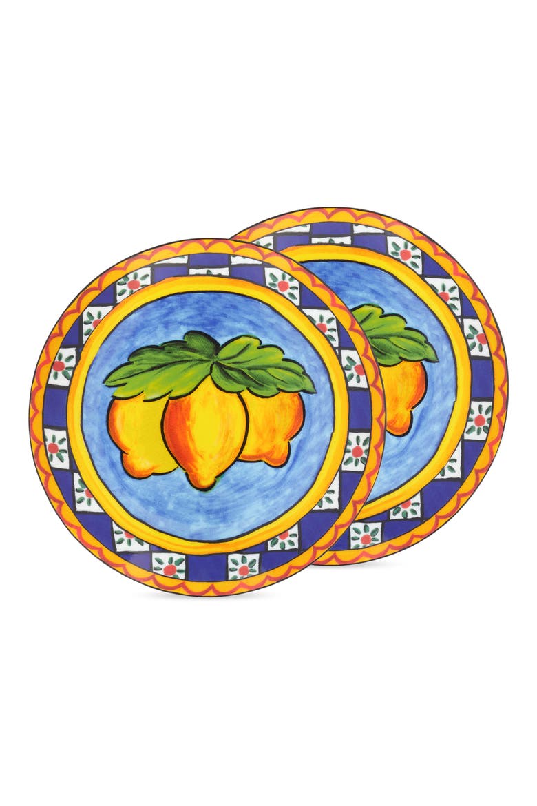 Set of 2 Carretto Lemon Porcelain Bread Plates, Main, color, YELLOW