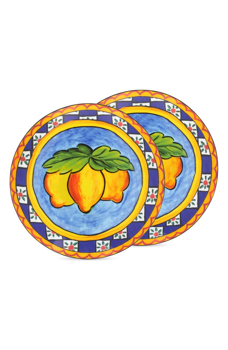Dolce&Gabbana Set of 2 Carretto Lemon Porcelain Bread Plates, Main, color, Yellow