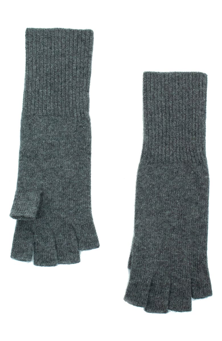Portolano Cashmere Fingerless Gloves, Main, color, Medium Heather Grey
