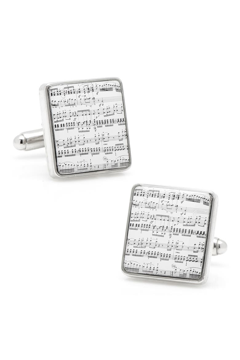 Classical Sheet Music Cuff Links, Main, color, WHITE