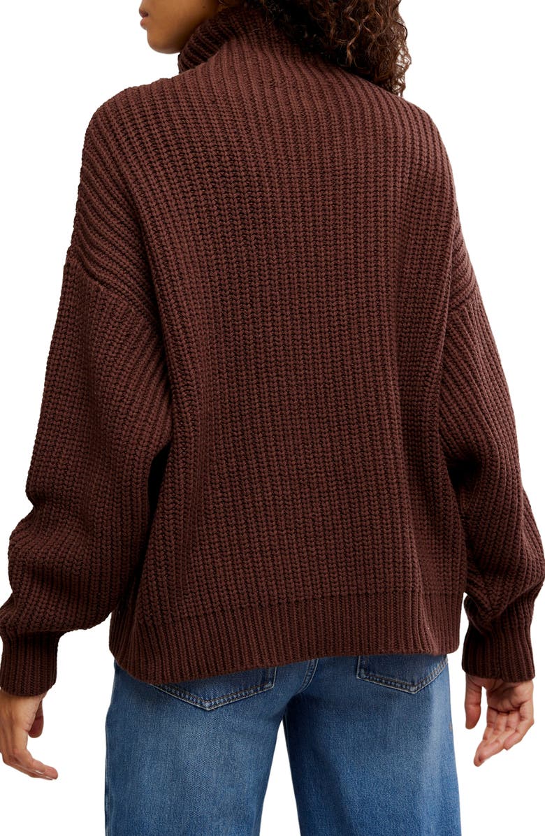 Free People Swim Too Deep Turtleneck Sweater, Alternate, color, Bitter Bark