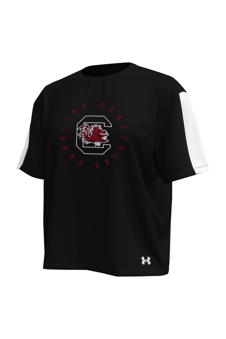 Women's Under Armour Black South Carolina Gamecocks Challenger Waist Length Boxy Oversized T-Shirt, Alternate, color, Black