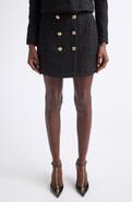 Balmain Button Cotton Blend Tweed Miniskirt