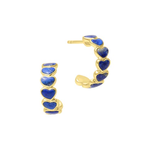 Sterling Gemstone Heart Earring with Gold Vermeil