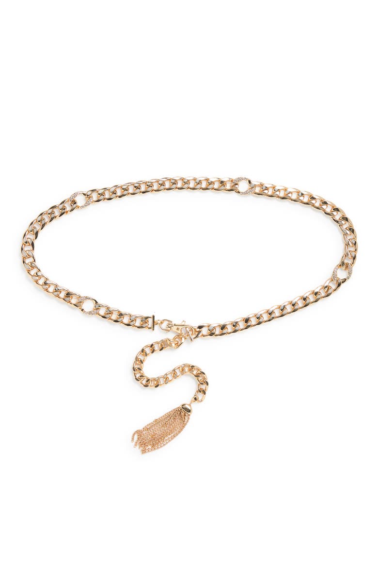 Bold Curb Link Chain Belt, Main, color, GOLD