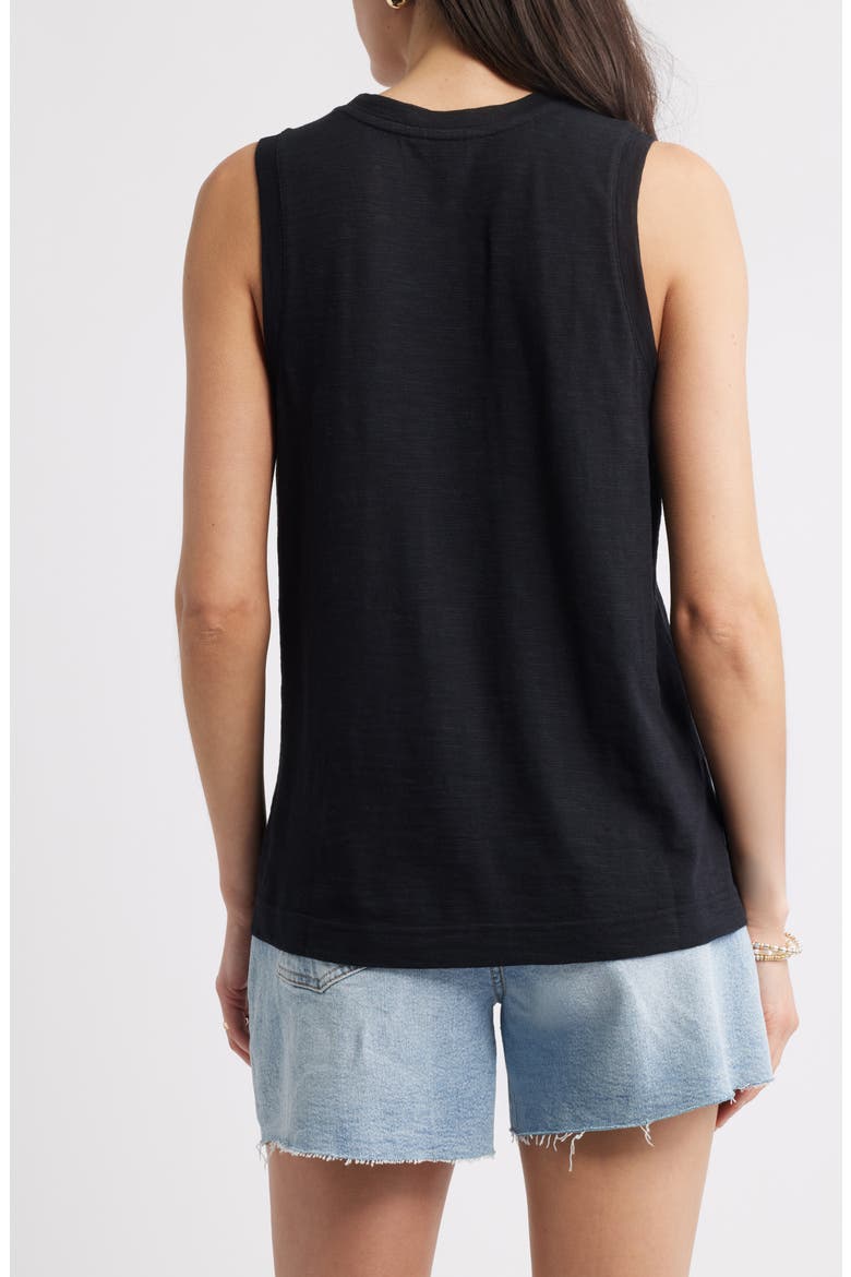 Sleeveless Cotton Blend Crewneck T-Shirt, Alternate, color, BLACK
