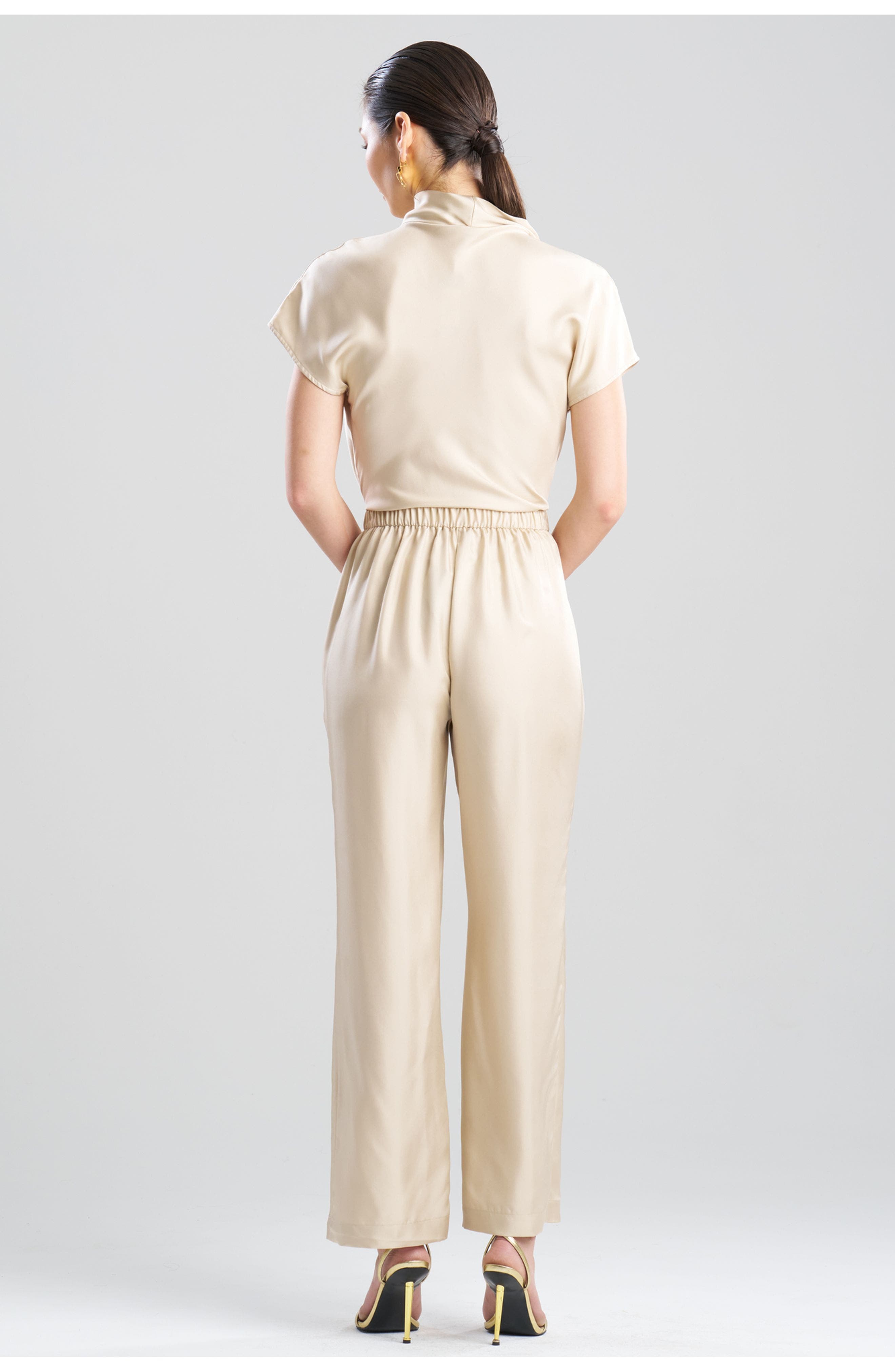 Solid Silk Twill Pull On Straight Leg - image 2