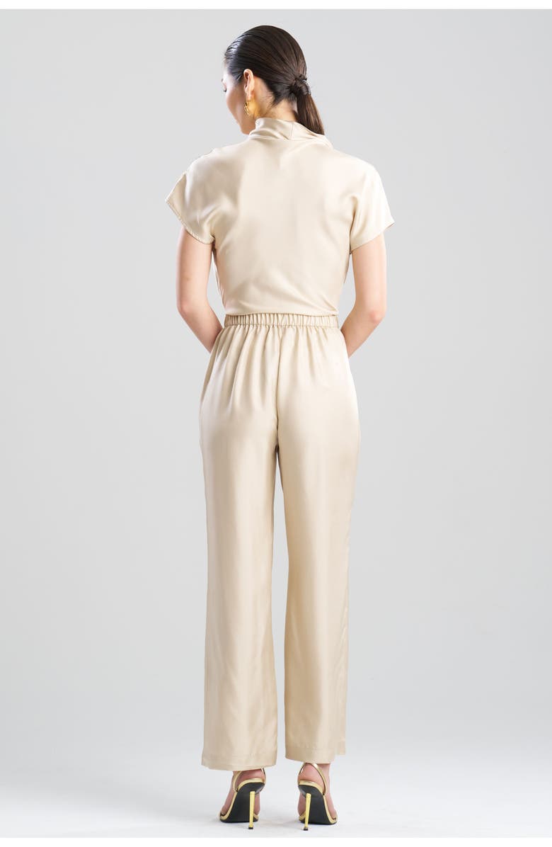 Natori Solid Silk Twill Pull On Straight Leg, Alternate, color, Bone
