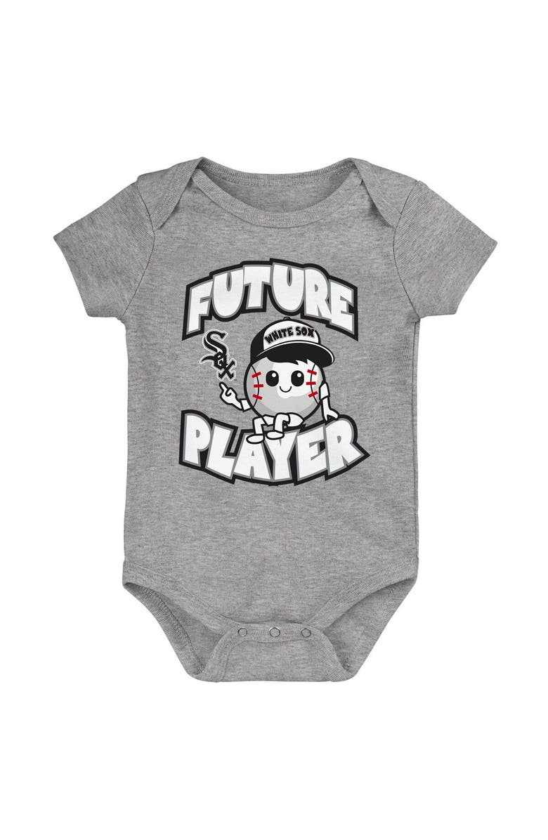Outerstuff Newborn & Infant Heather Gray/Black/White Chicago White Sox Minor League Player Three-Pack Bodysuit Set, Alternate, color, Heather Gray