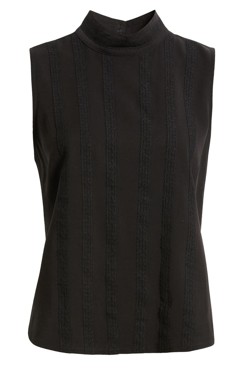 Sleeveless Mock Neck Shell, Alternate, color, BLACK