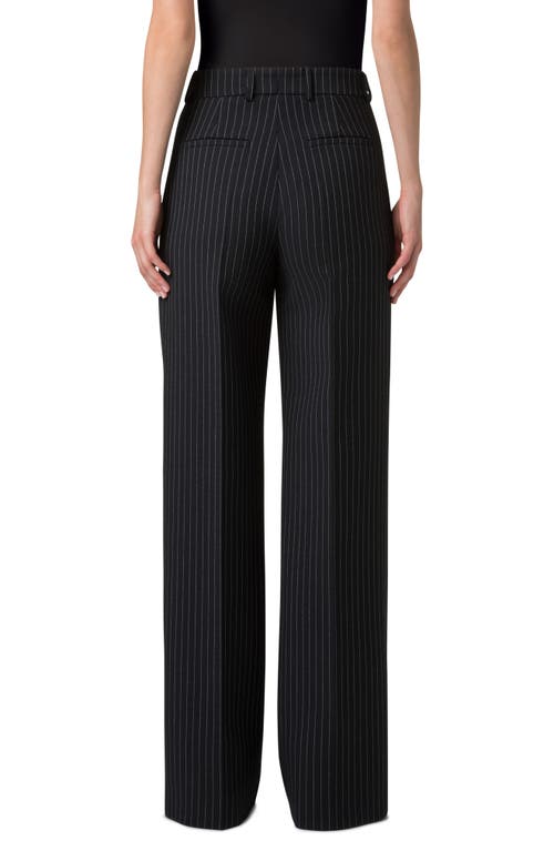 Akris Fior High-rise Pinstripe Wide-leg Pants In Black-ecru