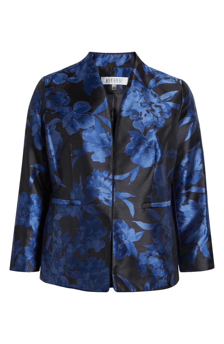 KASPER Floral Kissing Front Jacket, Alternate, color, Blue Night Multi