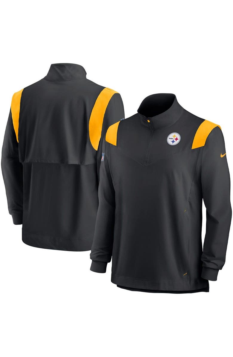 Nike Men's Nike Black Pittsburgh Steelers 2022 Sideline Coach Chevron Lockup Quarter-Zip Long Sleeve Top, Main, color, Black