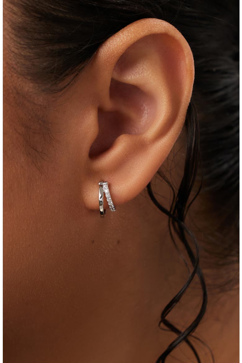 Double Hoop Earrings - Toda Mini Silver, Alternate, color, Silver