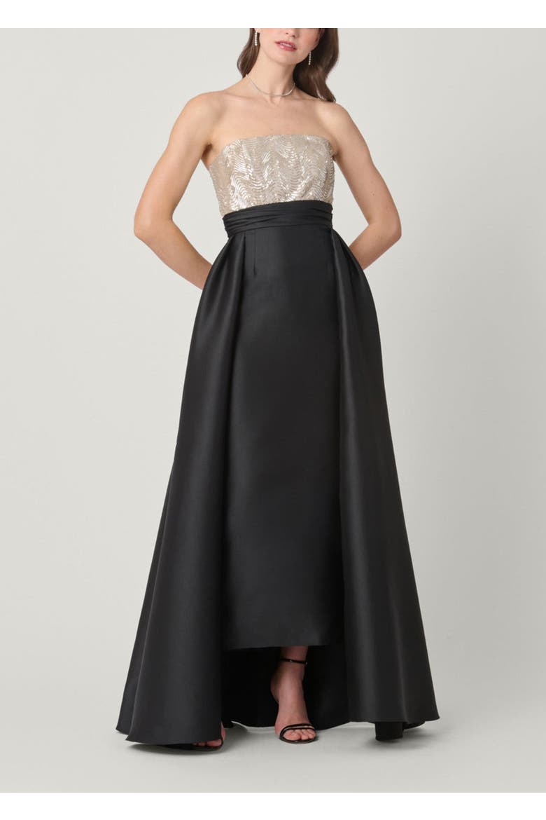Midnight Tilly Sequin Mikado Combo Dress, Main, color, Champagne/Jet