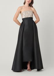 Shoshanna Midnight Tilly Sequin Mikado Combo Dress