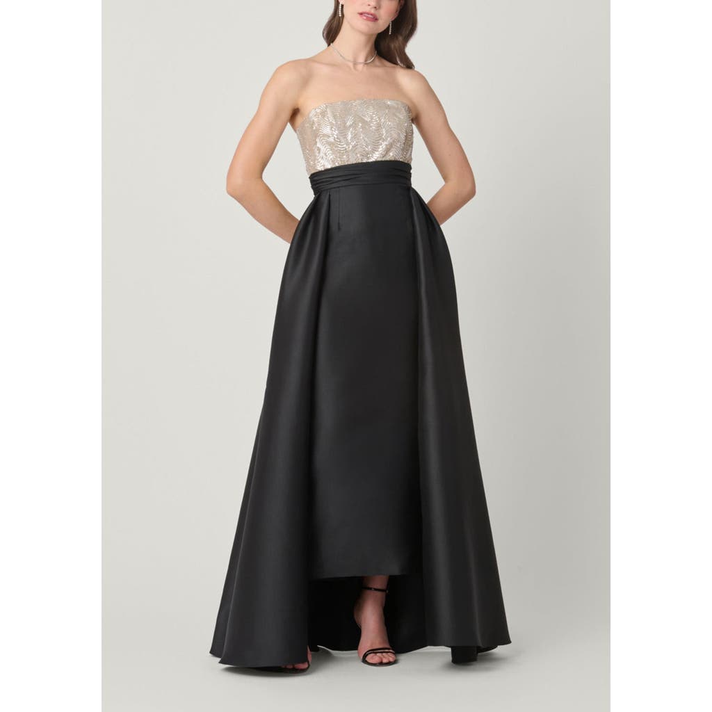 Shoshanna Midnight Tilly Sequin Mikado Combo Dress In Black