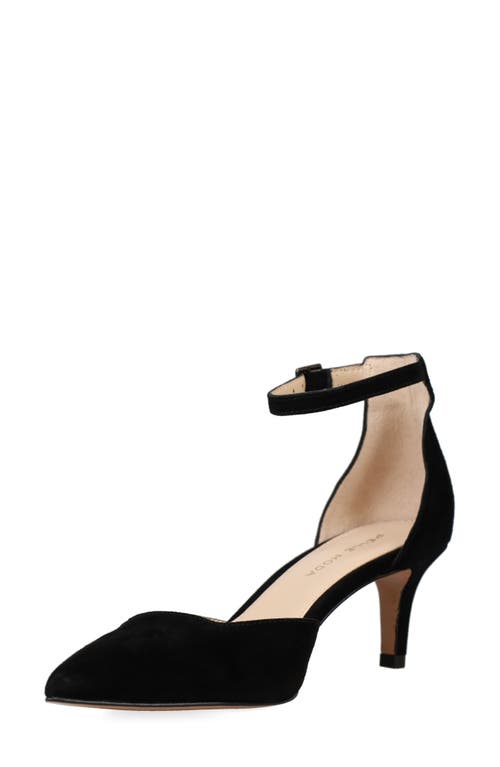 Pelle Moda Kendal Ankle Strap Pointed Toe Kitten Heel Pump In Black