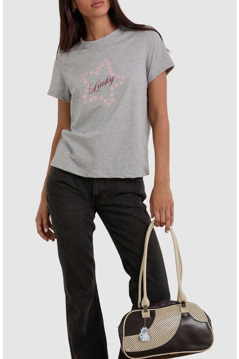 Saki Lucky Star Cotton Graphic T-Shirt, Alternate, color, GREY MARL LUCKY STAR