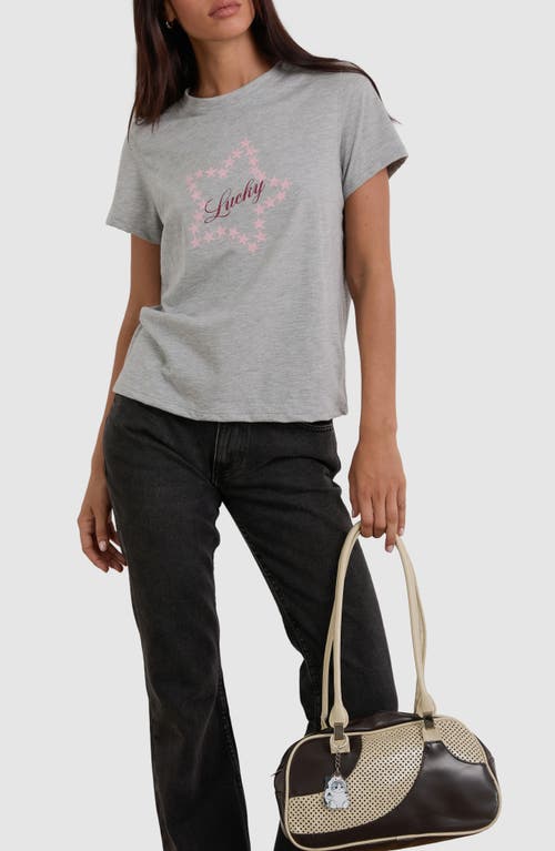 Motel Saki Lucky Star Cotton Graphic T-shirt In Gray