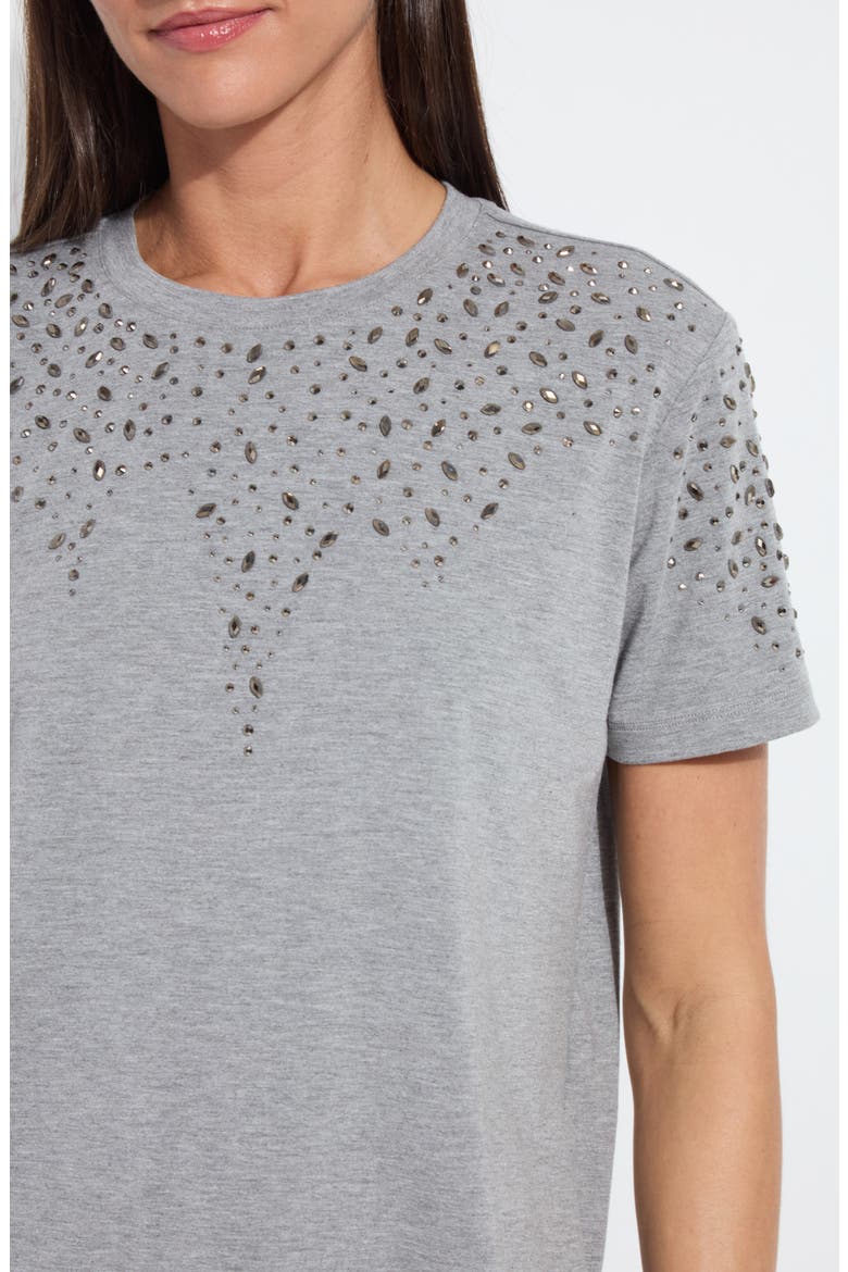 Malva Rhinestone Embellished Short Sleeve Top, Alternate, color, DARK HEATHER GRAY