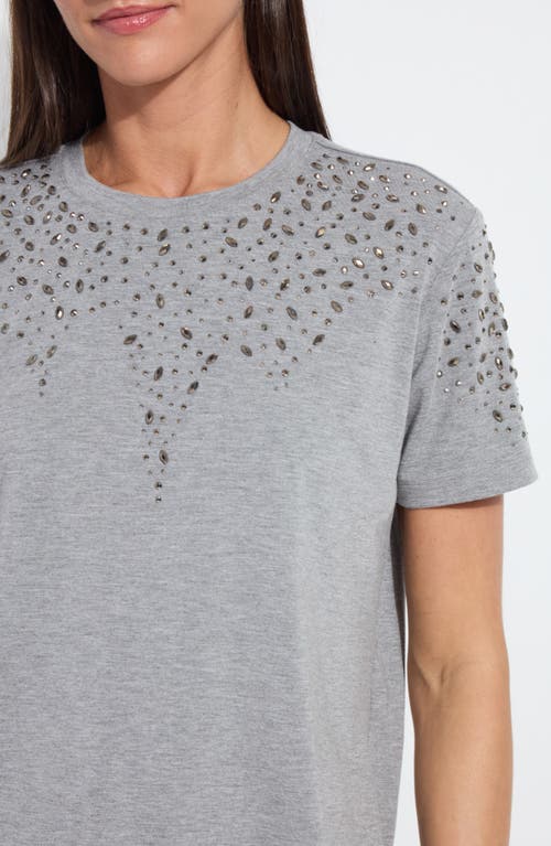 Lyssé Lysse Malva Rhinestone Embellished Short Sleeve Shirt In Gray