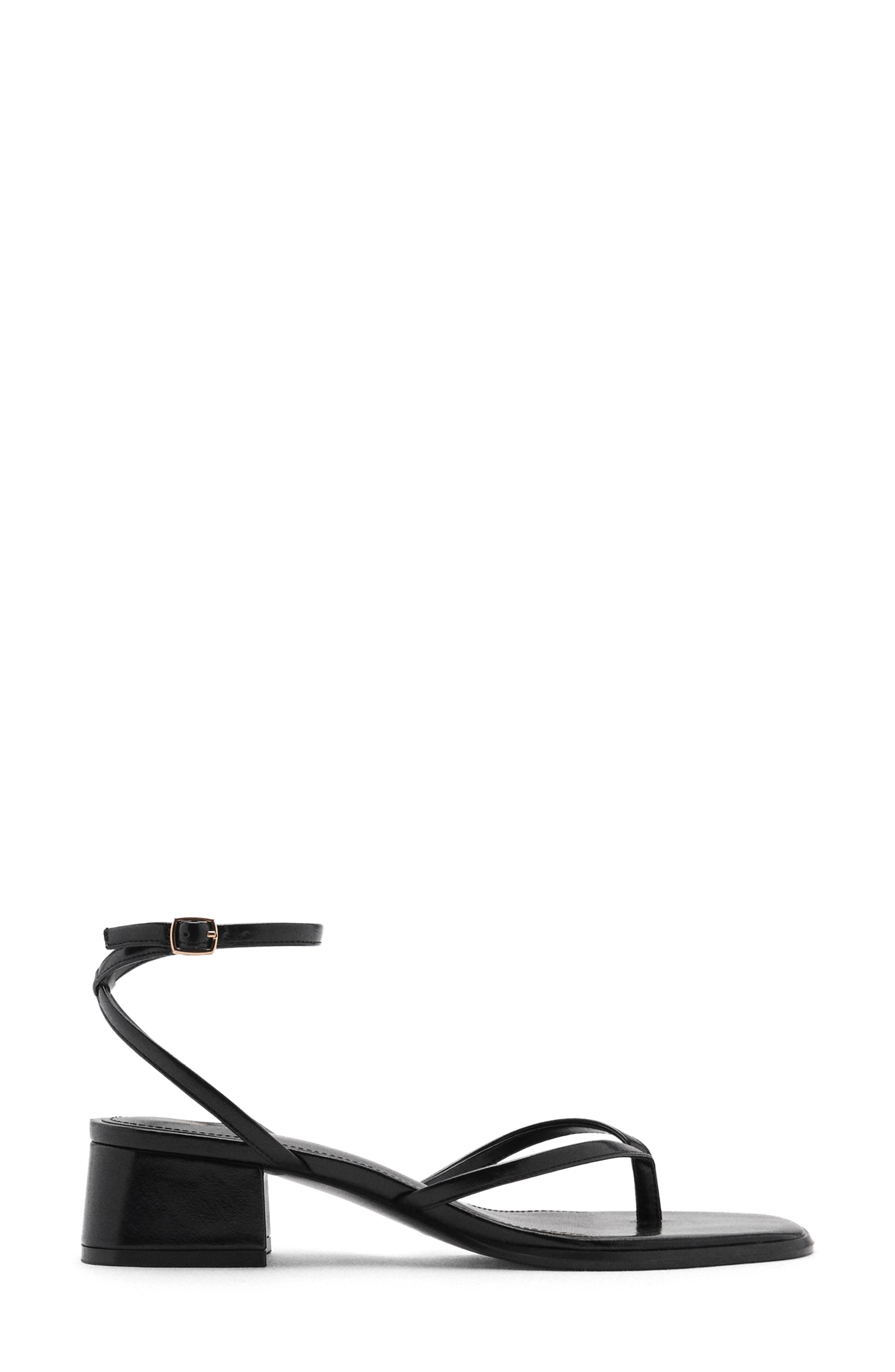 MANGO Ankle Strap Sandal, Alternate, color, Black