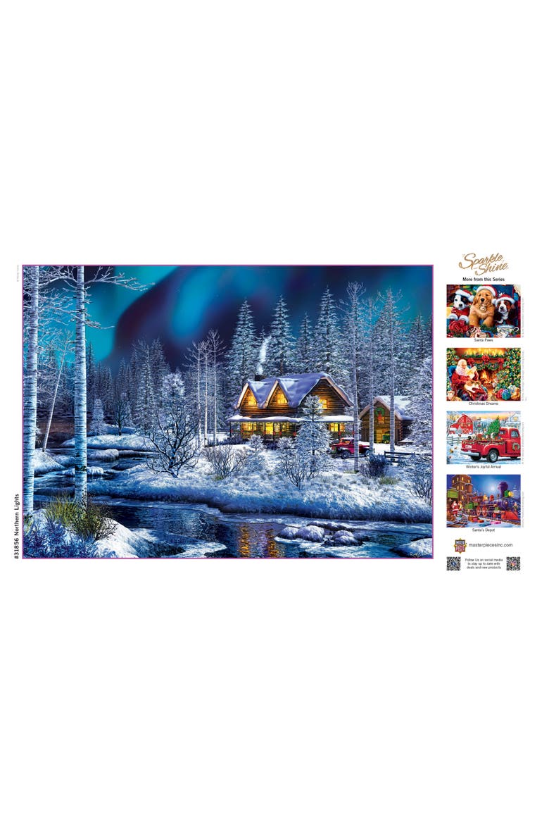 Northern Lights 500 Piece Glitter Puzzle, Alternate, color, Multicolor