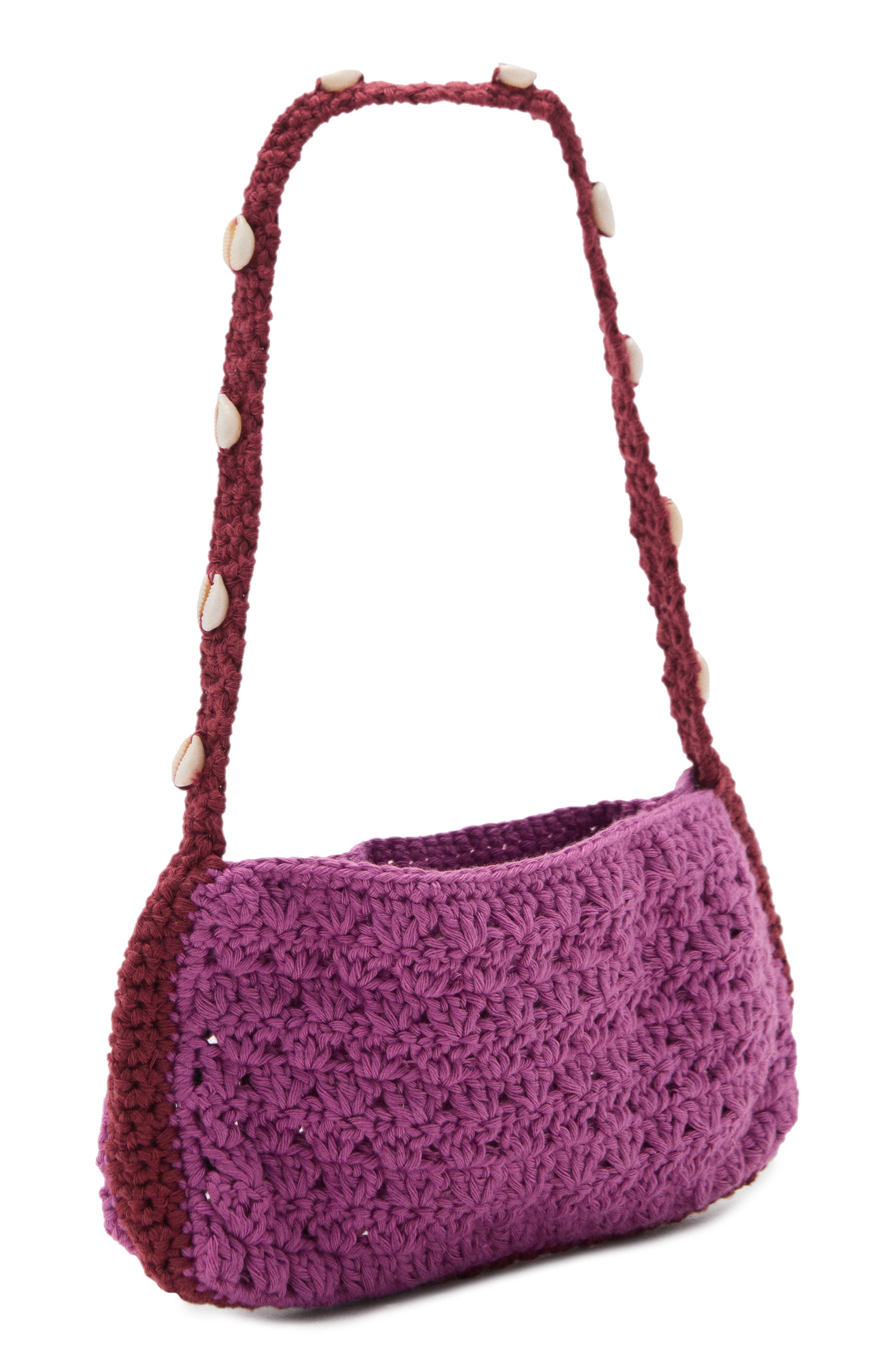 MANGO Two-Tone Crochet Shoulder Bag, Alternate, color, 