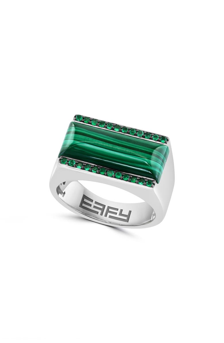 EFFY Sterling Silver Malachite & Emerald Ring - Size 10, Main, color, 