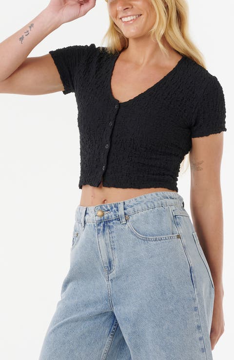 Sunset Luau Textured Crop Top