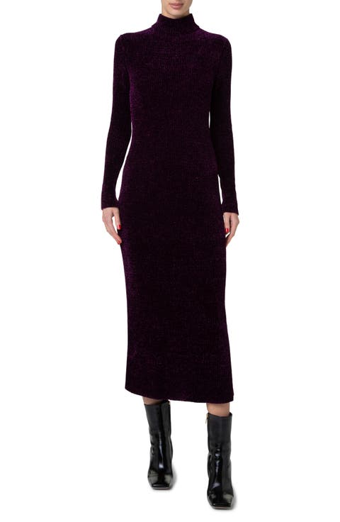 Long Sleeve Chenille Midi Sweater Dress