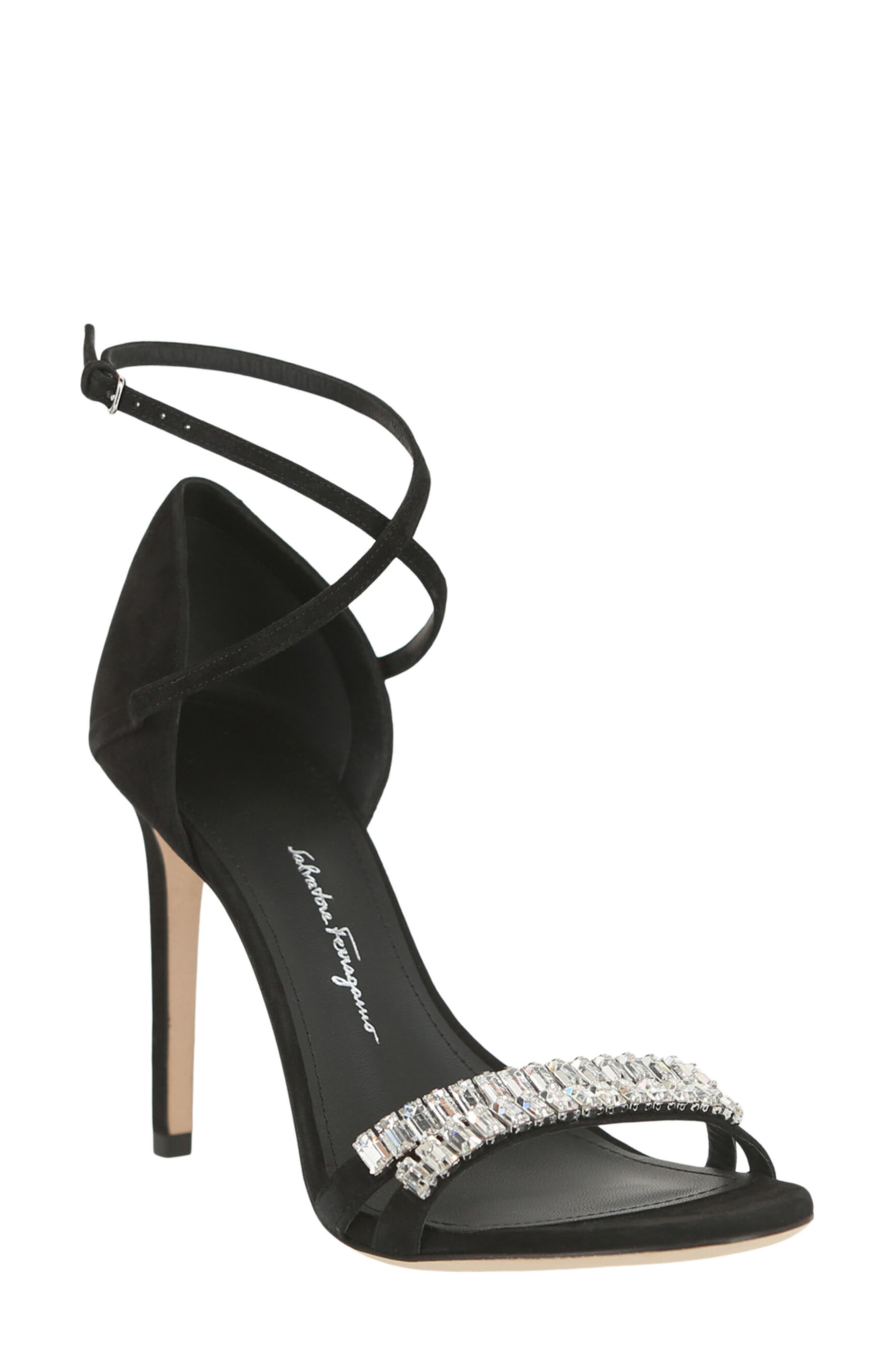 FERRAGAMO Ines Ankle Strap Sandal, Main, color, Black