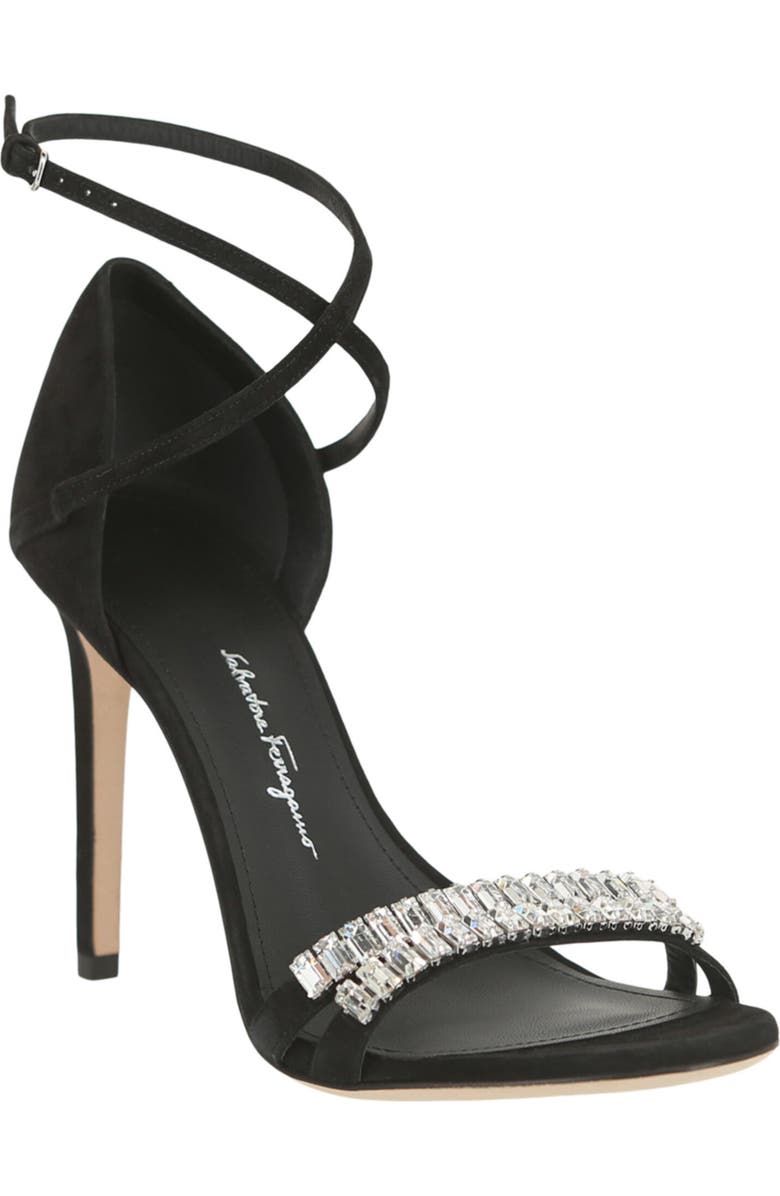 FERRAGAMO Ines Ankle Strap Sandal, Main, color, Black