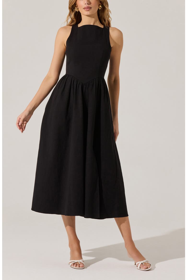 Bow Back A-Line Dress, Alternate, color, BLACK