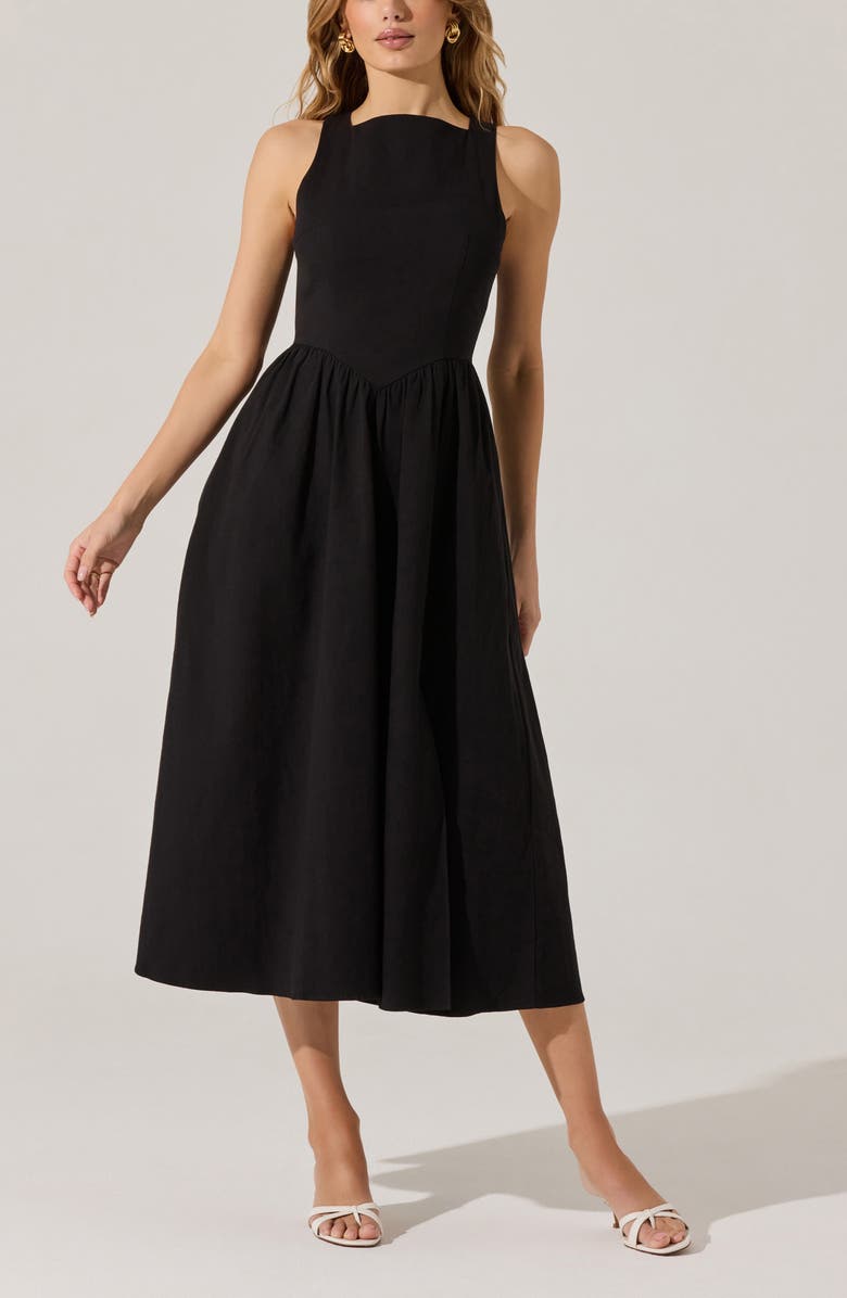 ASTR the Label Bow Back A-Line Dress, Alternate, color, Black