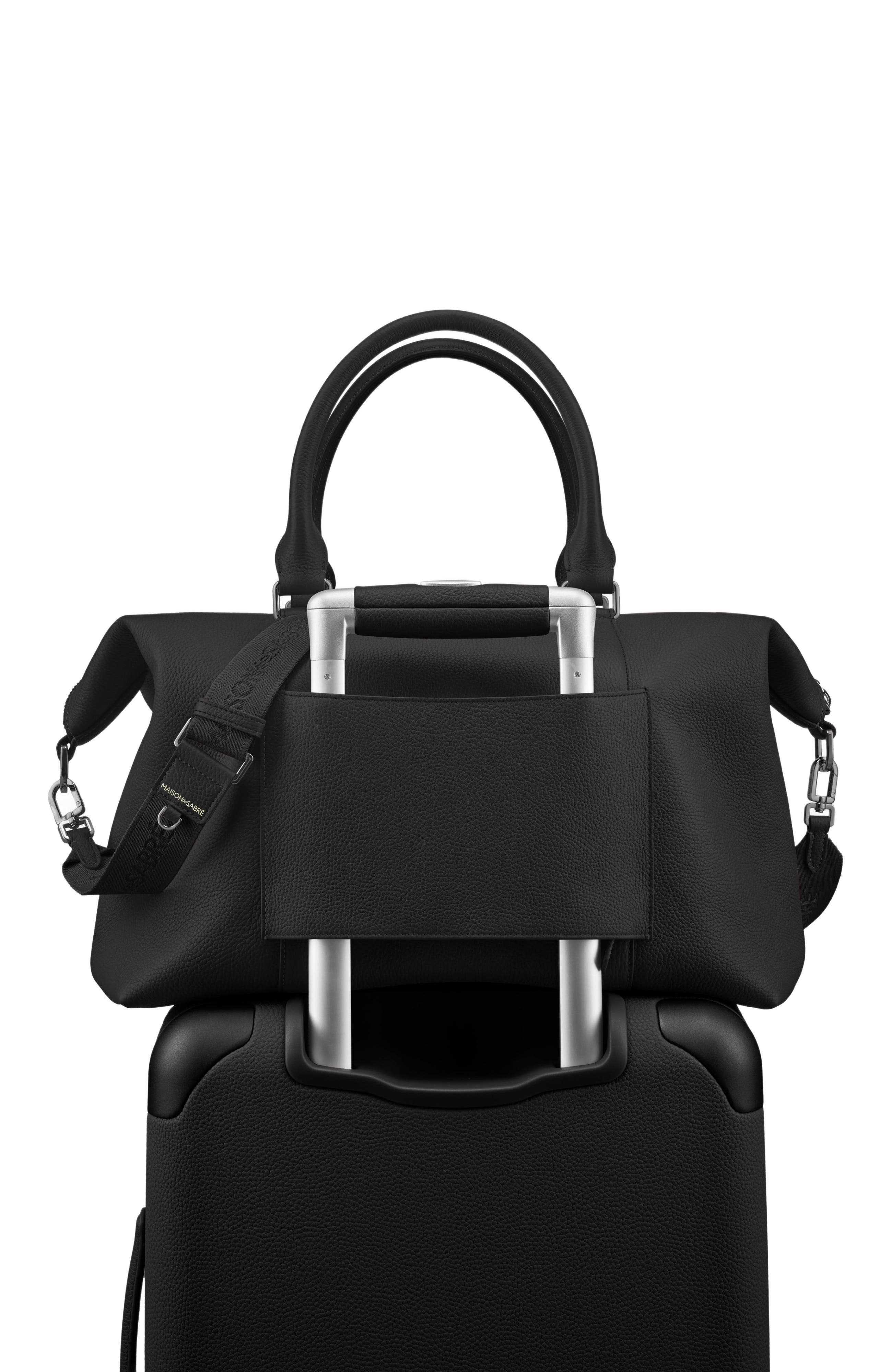 MAISON de SABRÉ Large Leather Weekender Bag, Alternate, color, Black Caviar