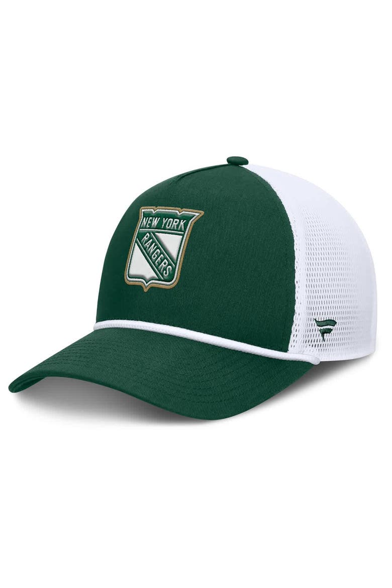 Men's Fanatics Green/White New York Rangers Bermuda A-Frame Adjustable Hat, Main, color, Green