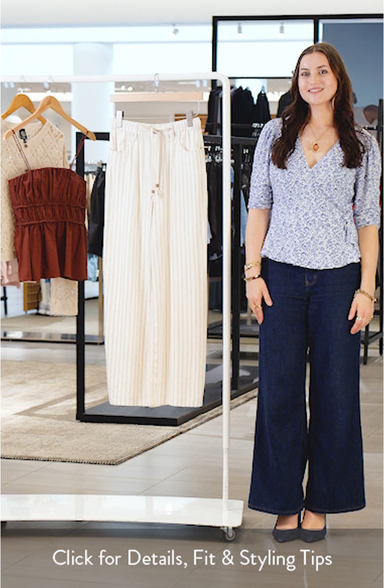 Stripe Drawstring High Waist Wide Leg Jeans, sales video thumbnail