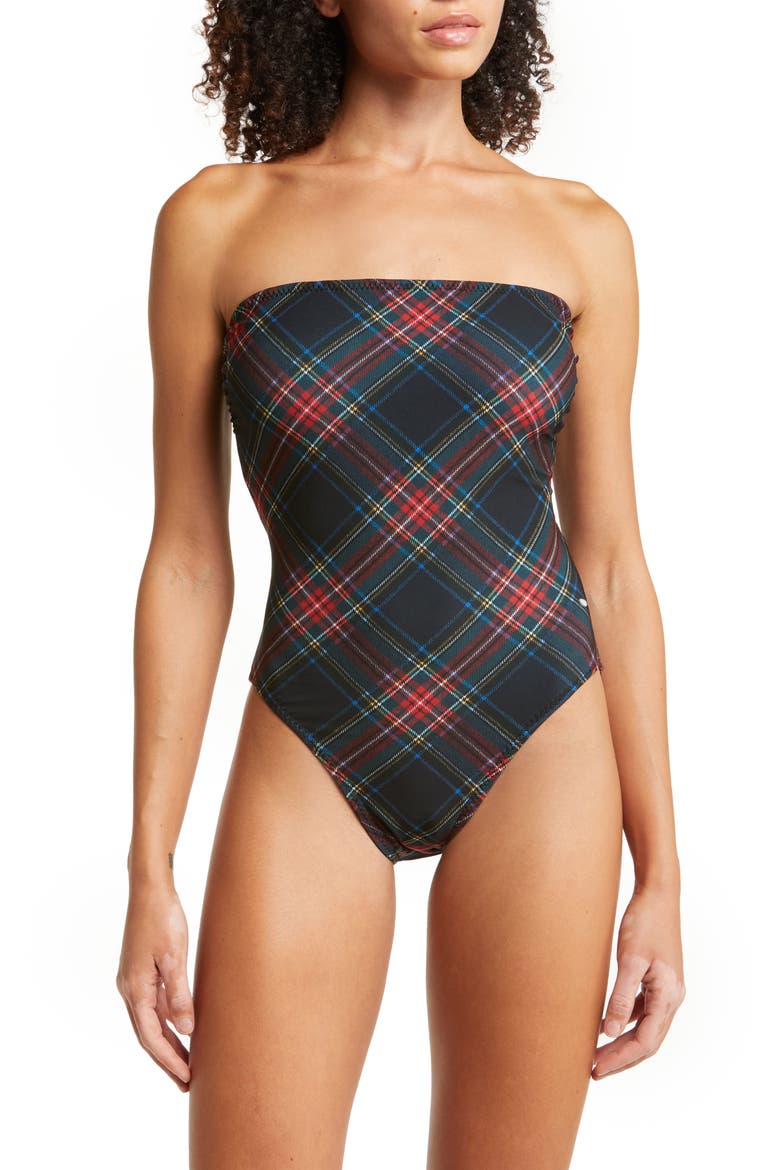 Bishop Tartan One-Piece Swimsuit, Main, color, BLACK TARTAN