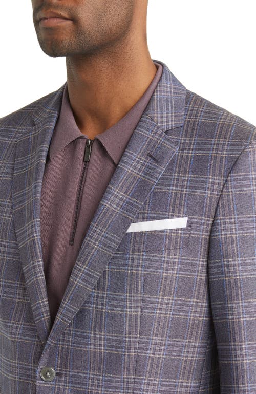 Shop Hugo Boss Boss Hutson Plaid Wool Sport Coat In Purple/navy