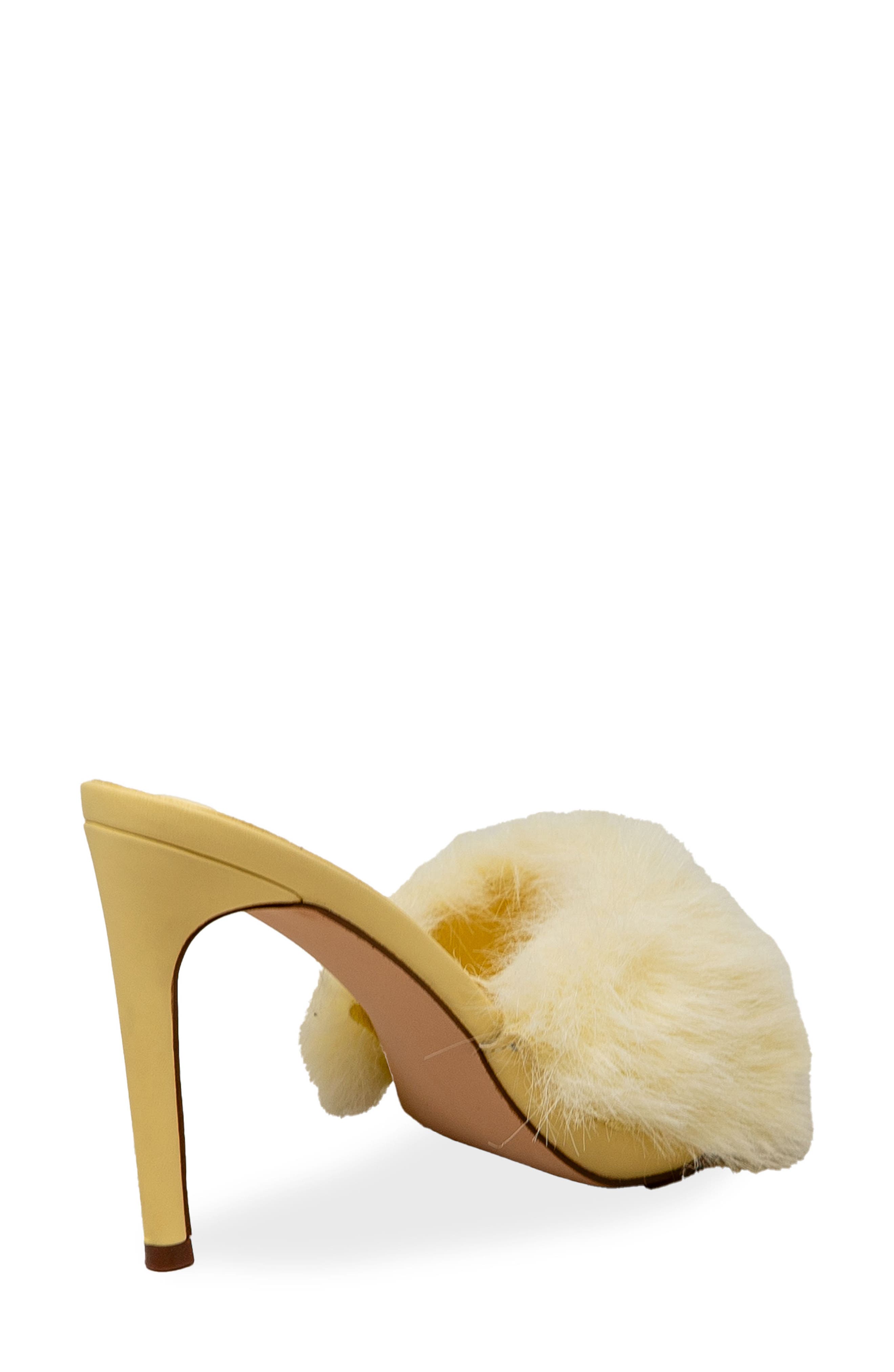 Faux Fur Stiletto Mule Sandal, Alternate, color, YELLOW