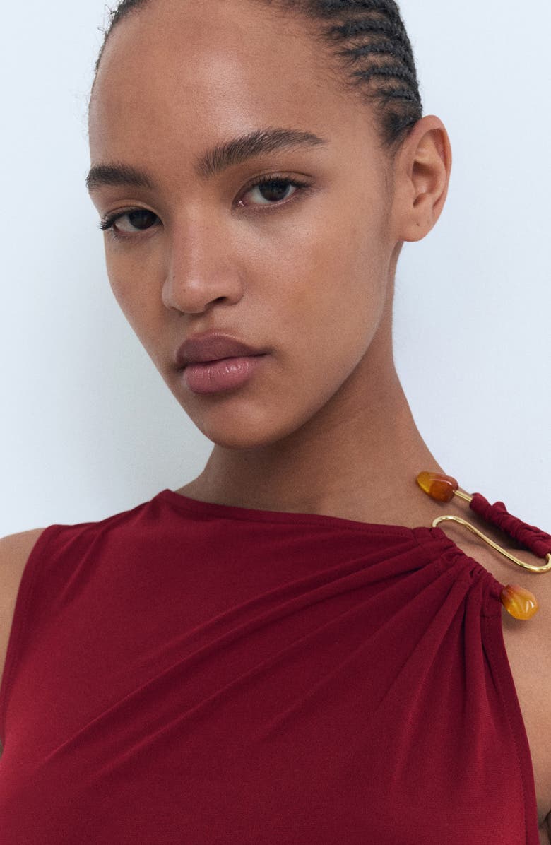 MANGO Embellished Body-Con Maxi Dress, Alternate, color, Burgundy